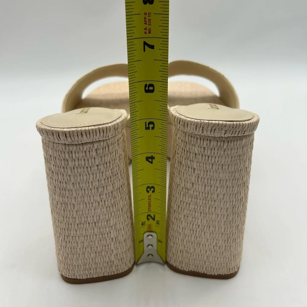 Larroudé Dolly Mule Raffia Platform Block Heels Beach Size 11 New With Box